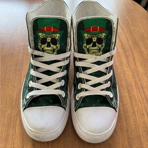 Chingaso 2024 Celtic Green Skull High-Top Sneakers